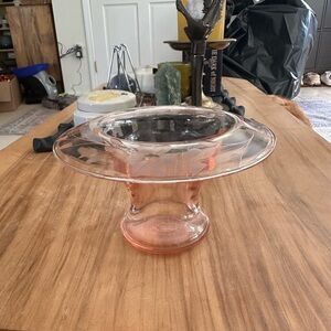 Vintage  Pink depression glass vase 5” tall